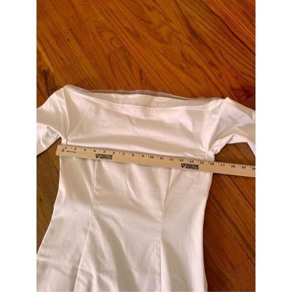 Yumi Eto White Midi Off Shoulder Chic Dress Size 40/8 - Picture 8 of 12